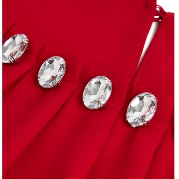 LAURA (petites):  Rhinestone Detail Blouse - red - Picture 6 of 8